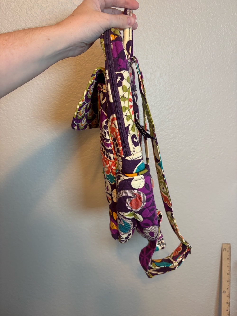 Vera Bradley Backpack Plum Crazy Adjustable Strap School Travel NWT - Picture 6 of 10